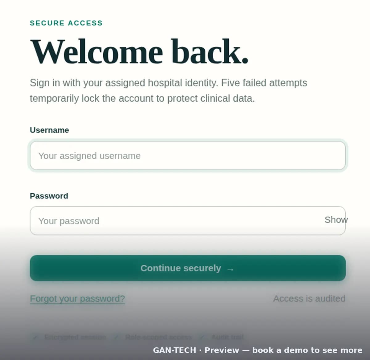 Uwezo HMS: secure sign-in for hospital staff